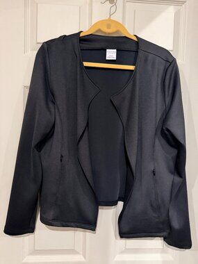Encircled Blazer Jacket Black XL Stretch Knit Open Front Travel Workwear